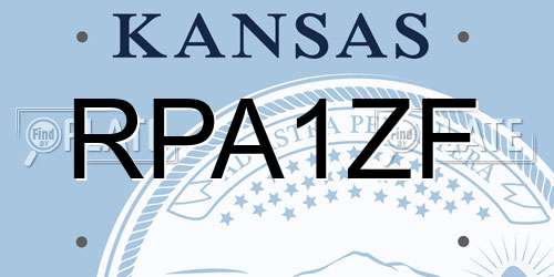 RPA1ZF Kansas License Plate