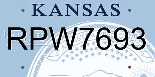 RPW7693 Kansas License Plate