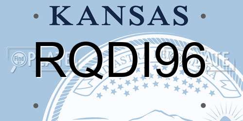 RQDI96 Kansas License Plate