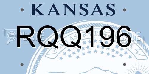 RQQ196 Kansas License Plate