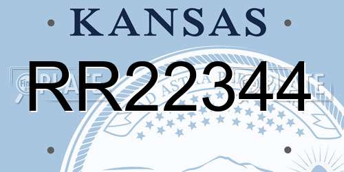 RR22344 Kansas License Plate