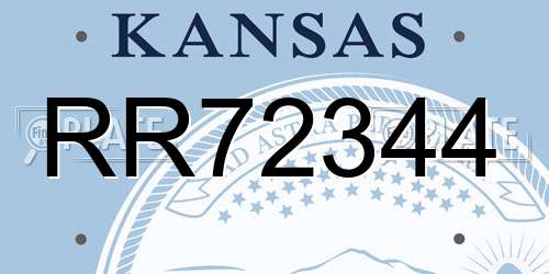 RR72344 Kansas License Plate