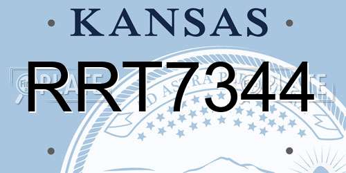 RRT7344 Kansas License Plate