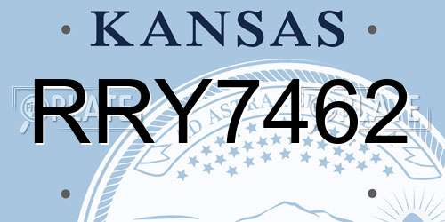 RRY7462 Kansas License Plate