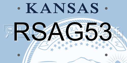 RSAG53 Kansas License Plate