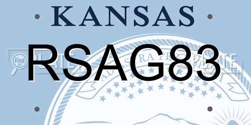 RSAG83 Kansas License Plate