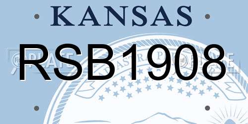 RSB1908 Kansas License Plate