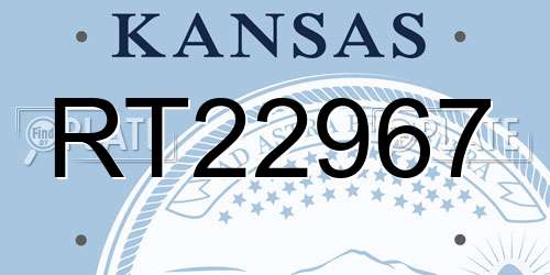 RT22967 Kansas License Plate