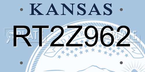 RT2Z962 Kansas License Plate