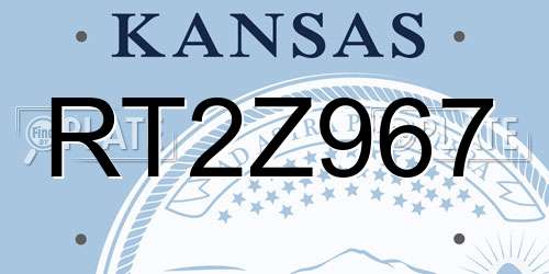 RT2Z967 Kansas License Plate