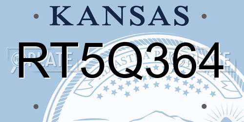 RT5Q364 Kansas License Plate