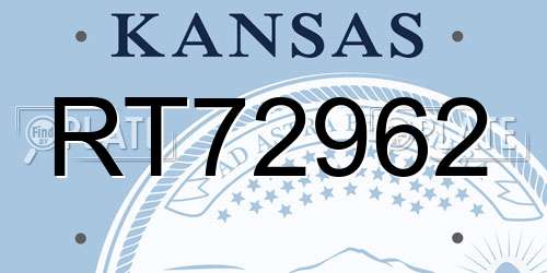 RT72962 Kansas License Plate