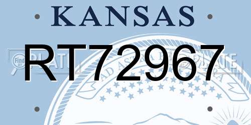 RT72967 Kansas License Plate