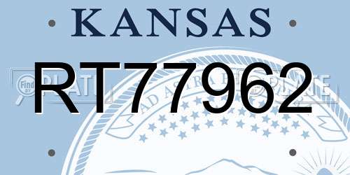 RT77962 Kansas License Plate