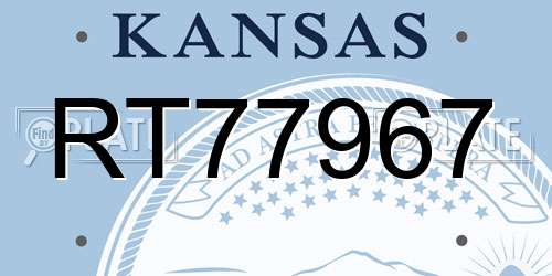 RT77967 Kansas License Plate