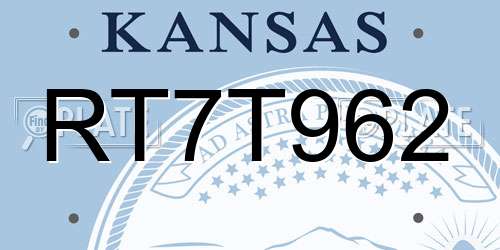 RT7T962 Kansas License Plate