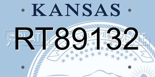 RT89132 Kansas License Plate
