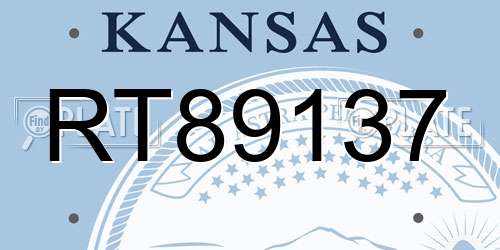 RT89137 Kansas License Plate