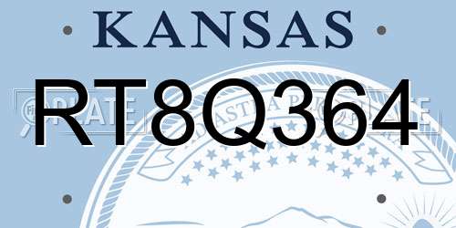 RT8Q364 Kansas License Plate