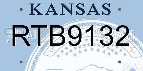 RTB9132 Kansas License Plate