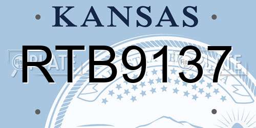 RTB9137 Kansas License Plate