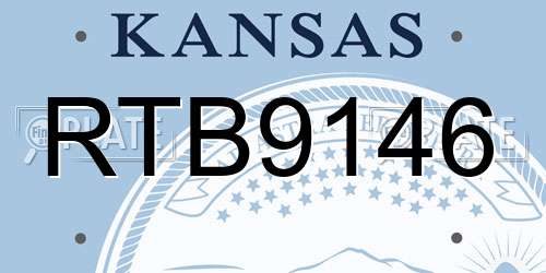 RTB9146 Kansas License Plate