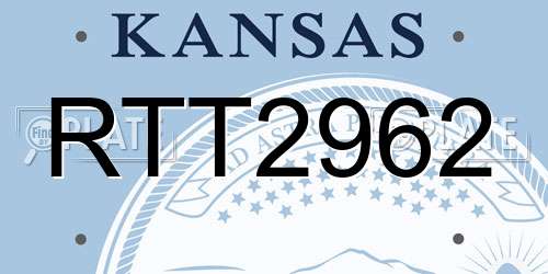 RTT2962 Kansas License Plate