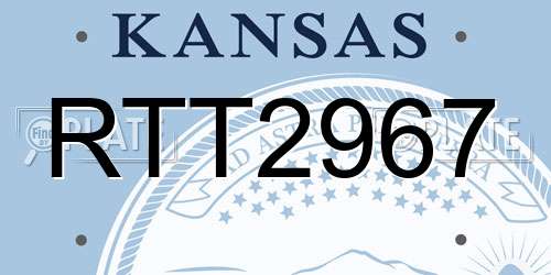 RTT2967 Kansas License Plate