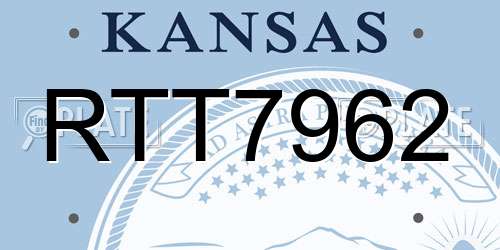 RTT7962 Kansas License Plate