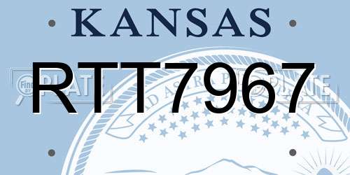 RTT7967 Kansas License Plate