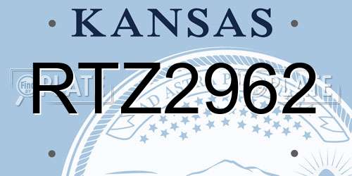 RTZ2962 Kansas License Plate