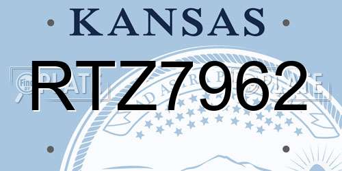 RTZ7962 Kansas License Plate