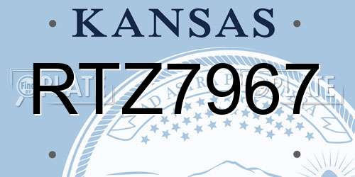 RTZ7967 Kansas License Plate