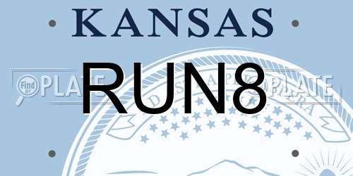 RUN8 Kansas License Plate