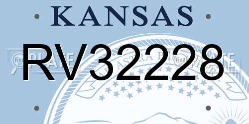 RV32228 Kansas License Plate