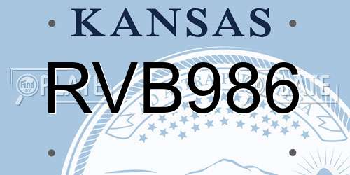 RVB986 Kansas License Plate