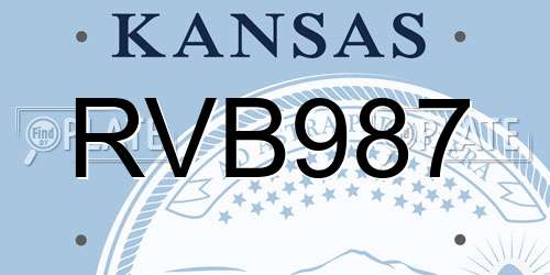 RVB987 Kansas License Plate