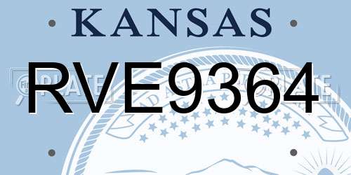 RVE9364 Kansas License Plate