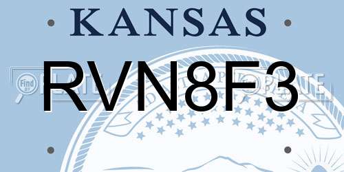 RVN8F3 Kansas License Plate