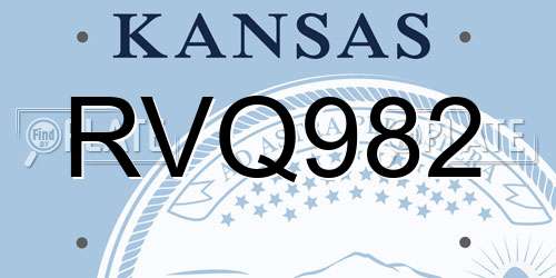 RVQ982 Kansas License Plate