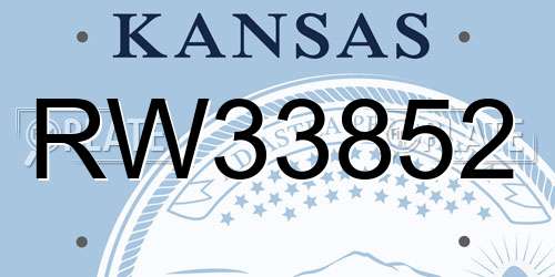 RW33852 Kansas License Plate