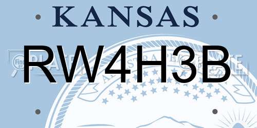 RW4H3B Kansas License Plate
