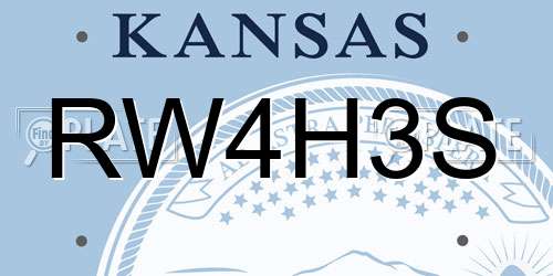 RW4H3S Kansas License Plate
