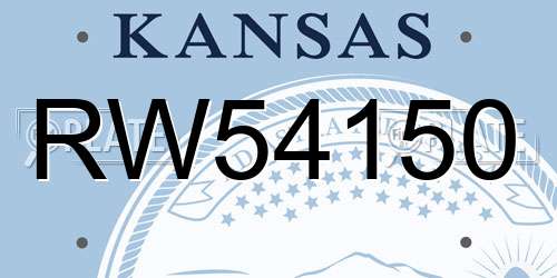RW54150 Kansas License Plate