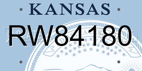 RW84180 Kansas License Plate