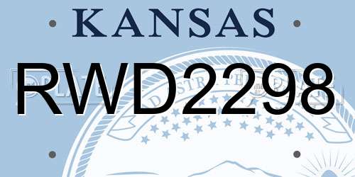 RWD2298 Kansas License Plate