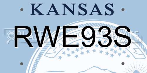 RWE93S Kansas License Plate
