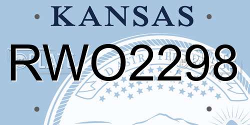 RWO2298 Kansas License Plate