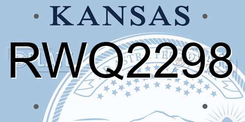 RWQ2298 Kansas License Plate