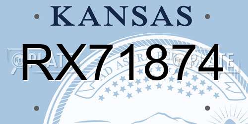 RX71874 Kansas License Plate